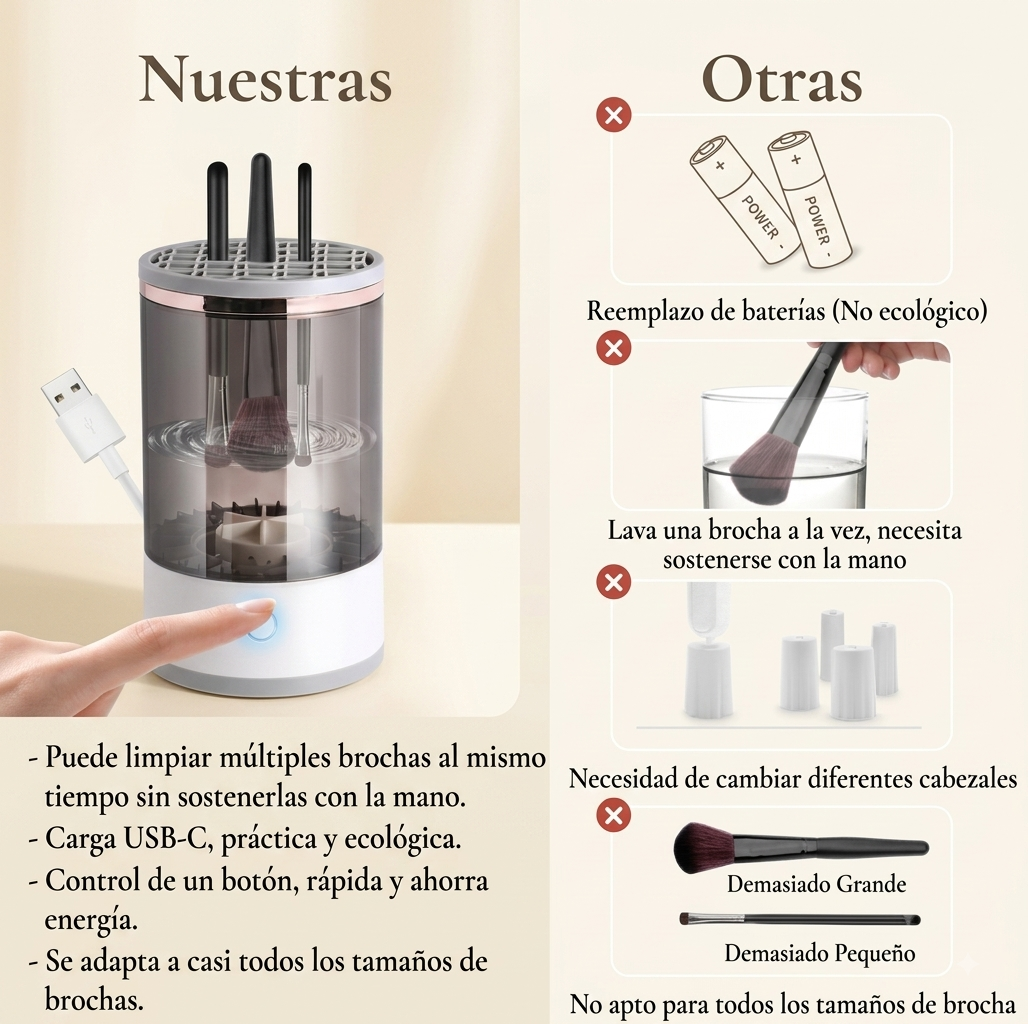 Limpiador Eléctrico De Brochas De Maquillaje